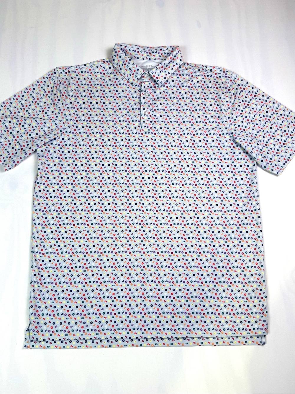 Straight Down The Hustler Golf Polo Mens L Pool Ball Billiards Print Performance